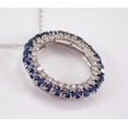 thumbnail image 2 of Rag Jewels 2.20 Ct Round Cut Blue Sapphire & Diamond Womens Cricle Pendant 14K White Gold Plated 925 Sterling Silver, 2 of 4