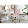 thumbnail image 2 of Guyou Modern Swivel Office Chair, Velvet Fabric Button Tufted And Nailhead Trim Accent Chair With Upholstery, Pink, 2 of 11