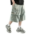 thumbnail image 2 of Denim Shorts for Kids Boys High Elastic Waist Baggy Jean Shorts with Pockets Boys Clothes 9-10 Years, 2 of 8