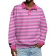 thumbnail image 2 of QHRMKOG Mens Long Sleeve Polo Shirts Comfort Striped Cotton Golf Shirt Loose Fit Collared Golf Tshirt Trendy Pullover Top Pink L, 2 of 6