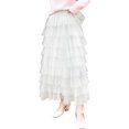 thumbnail image 1 of Falda larga de malla con volantes y cintura elástica para mujer Blanco XS Blanco XS Xishao ropa, 1 of 2