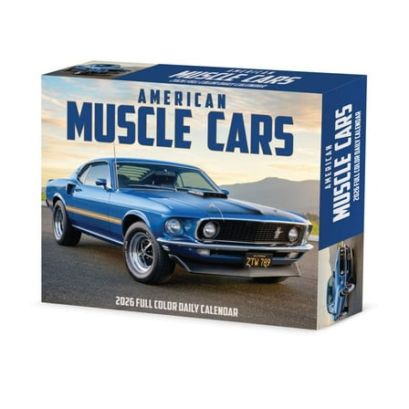 Willow Creek Press, American Muscle Cars 2026 Desk Calendar, 6.18'' X 5.43'', Daily Calendar with Adhesive Binding