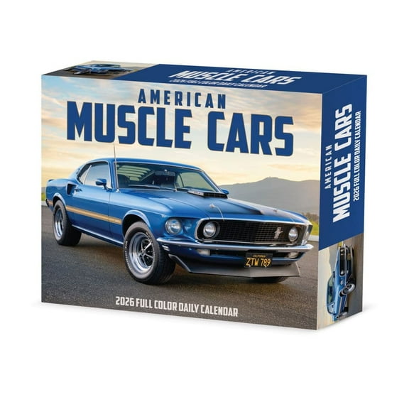 Willow Creek Press, American Muscle Cars 2026 Desk Calendar, 6.18'' X 5.43'', Daily Calendar with Adhesive Binding