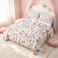 thumbnail image 3 of Erosebridal Cartoon Daisy Quilt Full, Kawaii Blossom Full Bedspread Sets, Polka Dots Reversible, Terracotta Mint White, 3pcs (1 Coverlet and 2 Pillowcases), 3 of 7