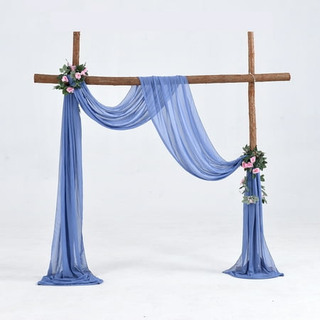 Touiyu 1 wedding gauze Chiffon DIY wedding arch curtain transparent crystal wedding gauze hanging curtain wedding party background decoration (grey blue/70X550cm)(product quality is very good)