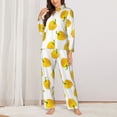 thumbnail image 2 of Pajama Sets for Women 2 Pcs, yellow Bell Pepper Print Button Down Long Sleeve Sleepwear Lounge PJ Sets, 2 of 6