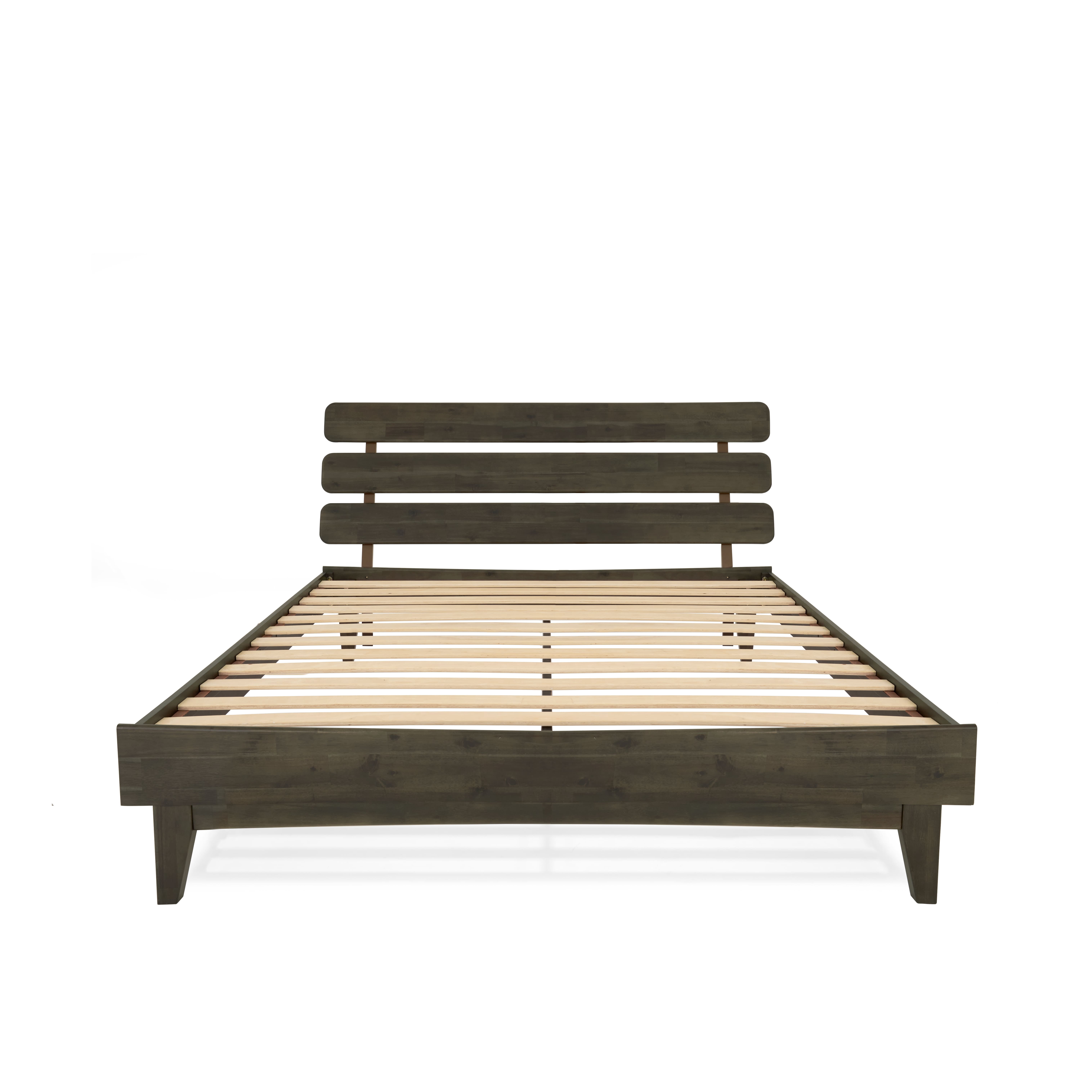 Dalen 45" Bed Frame Queen, Adjustable Headboard, Mid-Century, Solid Wood, Mocha