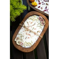 Fruit & Flowers WOOD DOUGH BOWL Candle/ Farmhouse Candle / Fruit Candle /3 Wood Wick Candle /Gift for Her