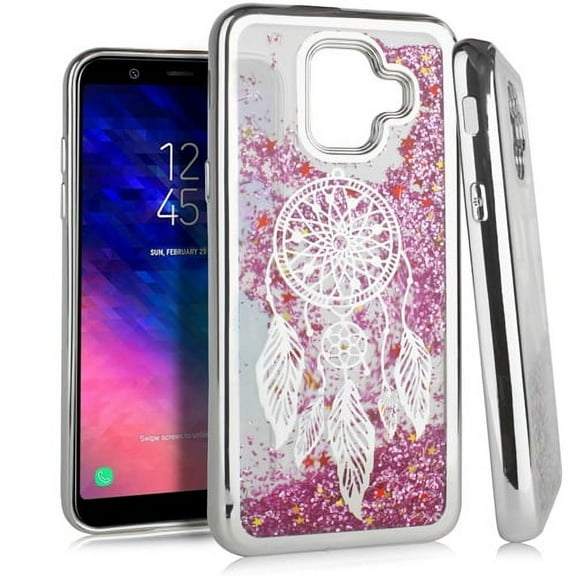 GSA Chrome Liquid Glitter Owl Case For Samsung Galaxy A6 & A600 Silver