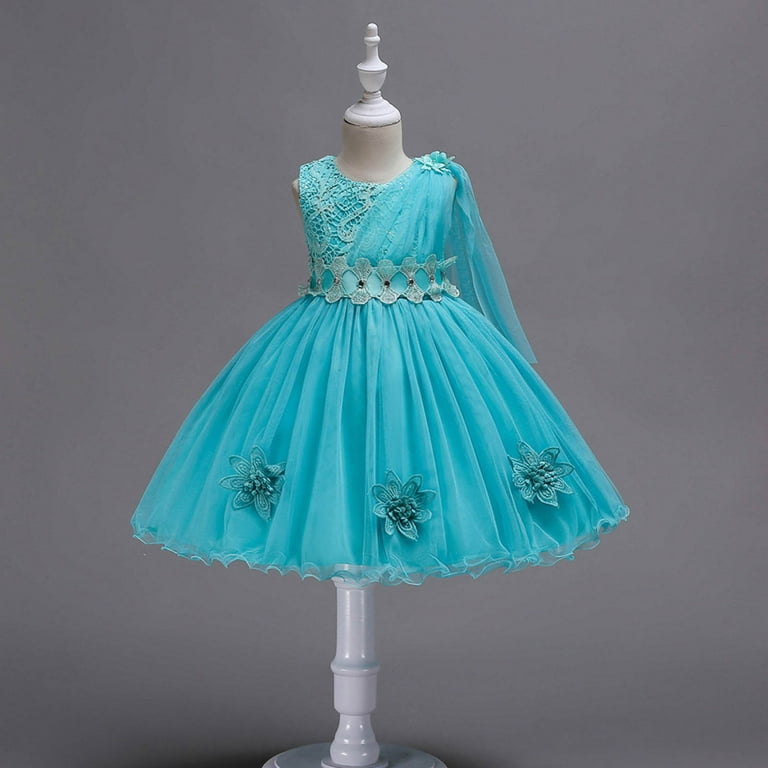Pejock 2 9 Years Kids Pageant Flower Girl Dress Little Girls Party Wedding Formal Dresses Toddler Girls Net Yarn Embroidery Flowers Mesh Birthday Party Gown Long Dresses Walmart