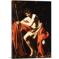 ARTCANVAS Saint John the Baptist in the Wilderness 1604 Canvas Art Print by Caravaggio - Size: 26" x 18" (0.75" Deep)
