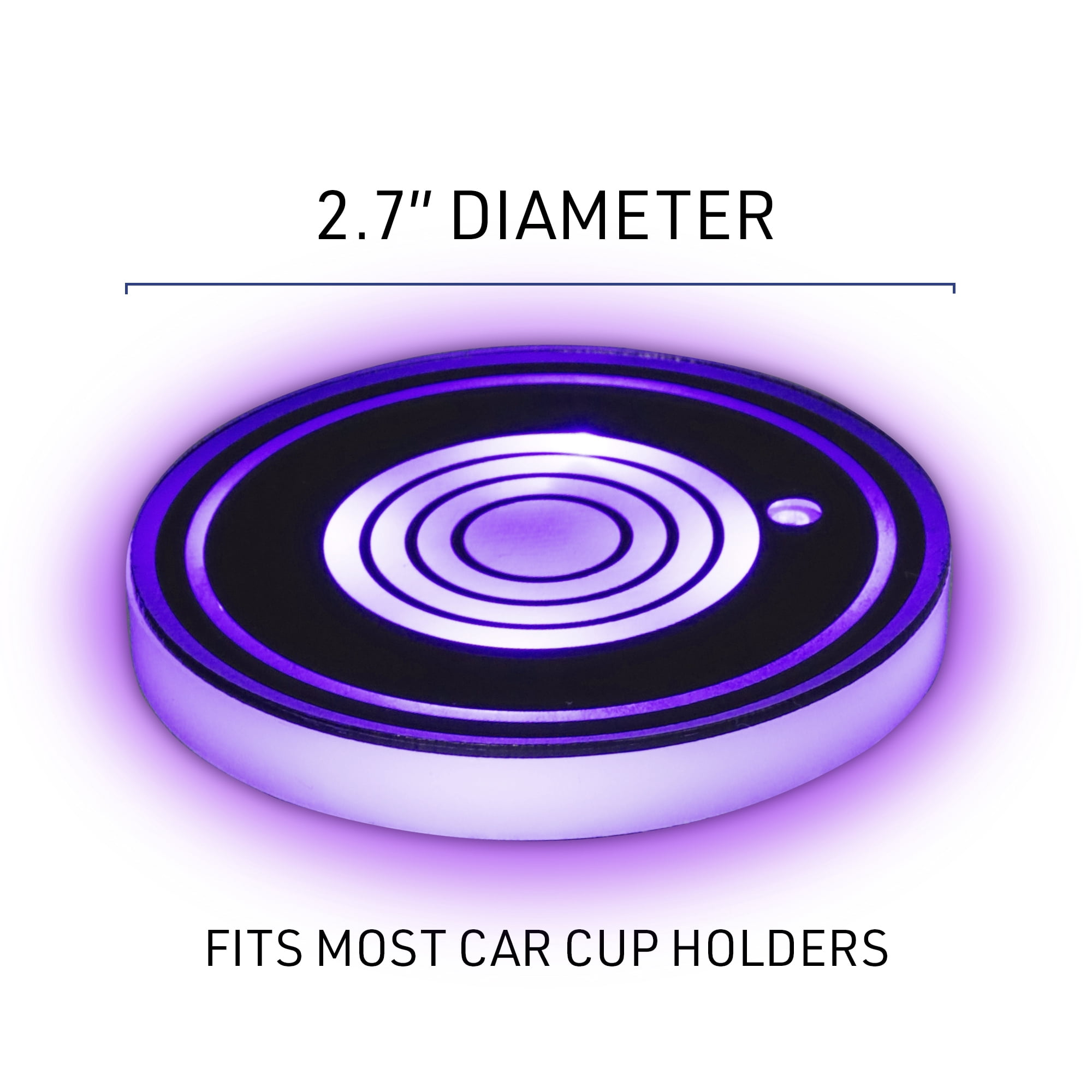Xtreme Multi-Color LED Cup Holder Light, Color-Changing, Universal Car Compatibility, Automatic Night Switch, Smart Sensor, Micro-USB Cable for Recharging, 15 Day Charge 2 Pack