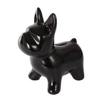 WHAMVOX 1pc Dog Shape Piggy Bank Ceramic Coin Bank Money Saving Bank Desktop Ornaments Decor (Black)