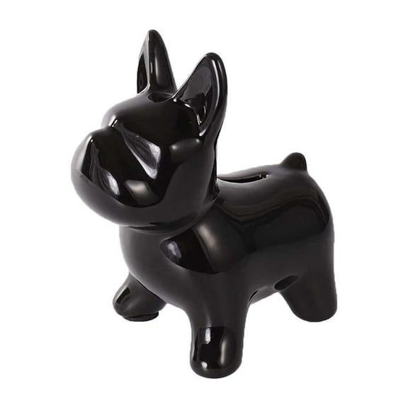 WHAMVOX 1pc Dog Shape Piggy Bank Ceramic Coin Bank Money Saving Bank Desktop Ornaments Decor (Black)