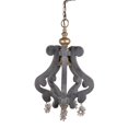 thumbnail image 1 of Wood and Iron Chandelier With Crystal Hanging, Gray & Gold, 1 of 1