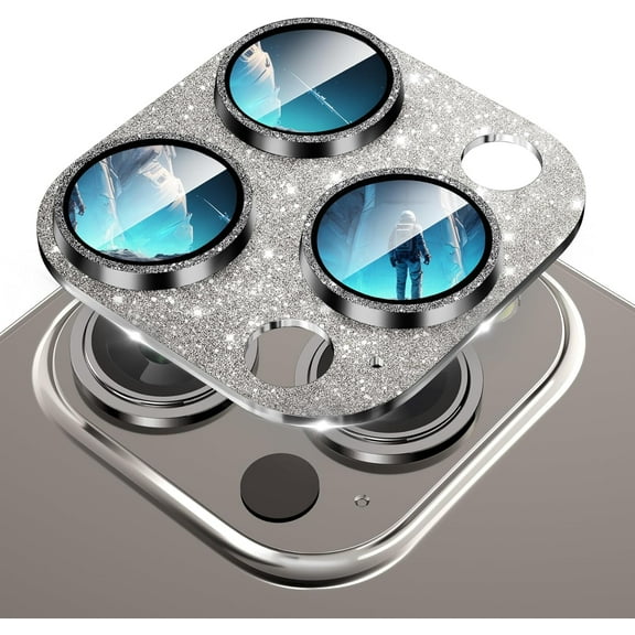 for iPhone 15 Pro/ 15 Pro Max Camera Lens Protector, [ Bling Cool Metal ] Tempered Glass Camera Lens Protector for iPhone 15 Pro 6.1 inch/for iPhone 15 Pro Max 6.7 inch - Dazzling Gray
