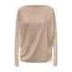 thumbnail image 4 of Jersey de manga larga con cuello redondo y bloques de color para mujer: corte holgado, hombros caídos, tops casuales, 4 of 4