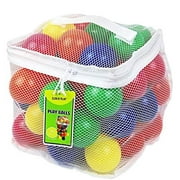 Click N' Play Pack de 50 balles en plastique anti-écrasement sans phtalate, sans BPA, Pit Balls - 6 couleurs vives dans un sac de rangement réutilisable et durable avec fermeture à glissière