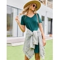 thumbnail image 2 of Ekouaer 2 Pack Womens V-Neck Nightgowns Soft Short Sleeve Sleepdress with Floral Print and Pockets, 2 of 6