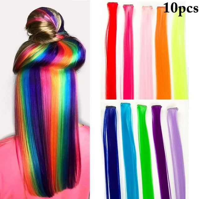 10PCS Extension de Cheveux Clip de Mode en Pièce de Cheveux Synthétique pour la Fête