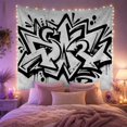 thumbnail image 2 of Scale Monochromatic Graffiti with Piece Textured Resembles, Mystical Fantasy for Space Lovers, Wall Decor, Housewarming Gift, Tapestry Wall Hanging for Dorm and Living Room, 2 of 7