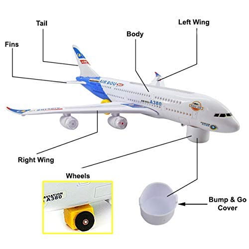 PlayWorld Aviator Action! Airbus Plane With Flashing Lights and Sounds - Blue