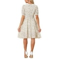 thumbnail image 4 of INSPIRE CHIC Women's Vintage Peter Pan Collar High Waist Flowy Midi Puff Sleeve Floral Dress L Light Yellow, 4 of 6