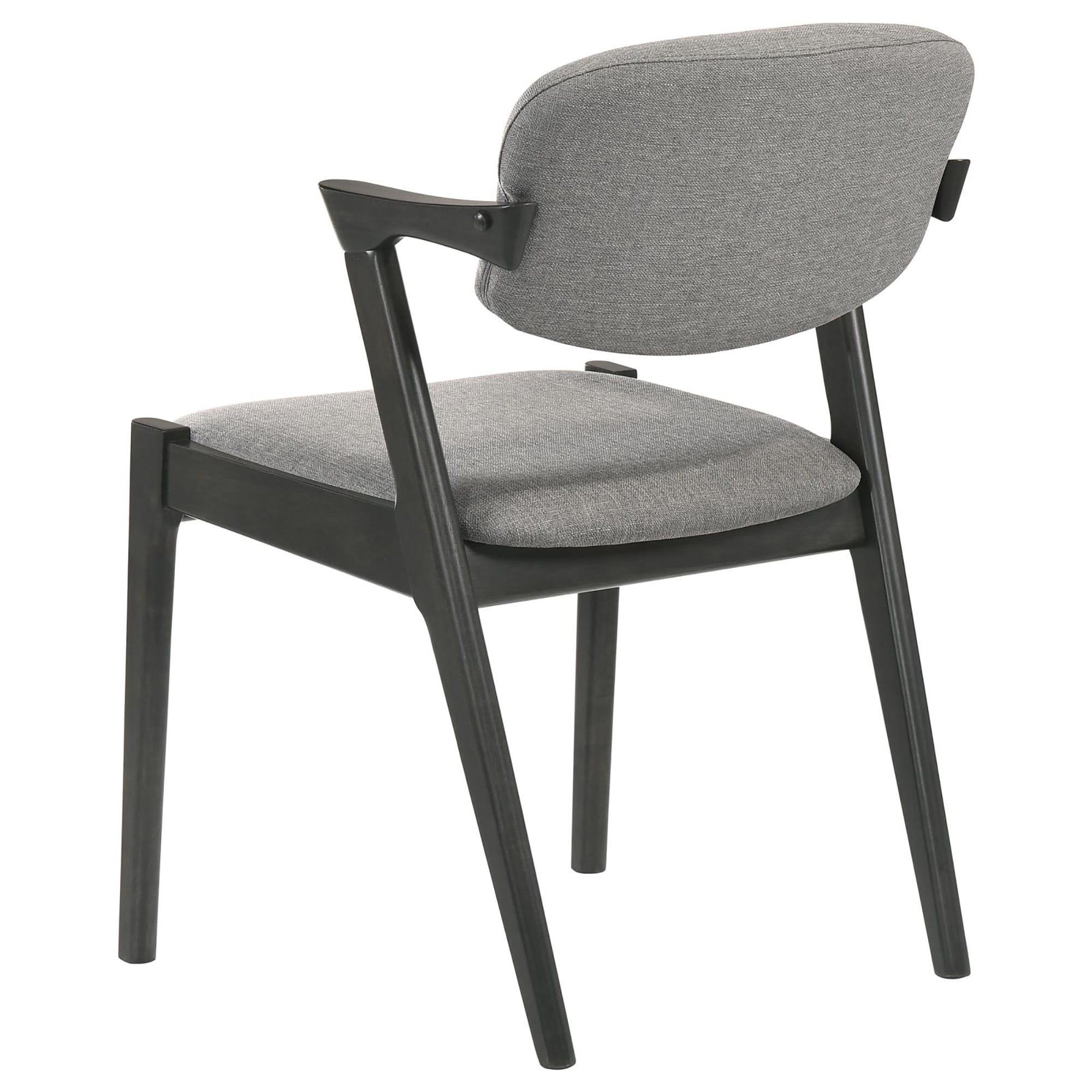 Mid-Century Modern Dining Chairs Set of 2 - Brown Grey Upholstered Seat & Back, Black Frame, Z-Shape Design - Perfect for Kitchen & Dining Room (30"H x 20.25"W)
