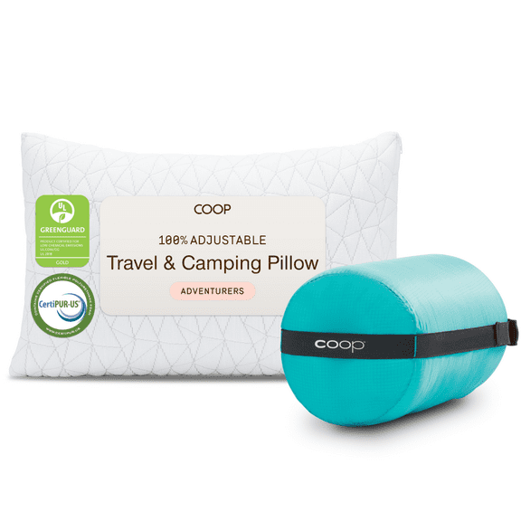 Coop Home Goods -Shredded Memory Foam Camping and Travel Pillow- 19" x 14"