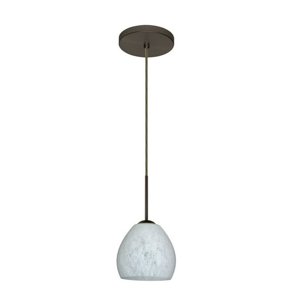 1BT-412219-BR-Besa Lighting-Bolla-One Light Cord Pendant with Flat Canopy-5.88 Inches Wide by 5.25 Inches High-Bronze Finish-Carrera Glass