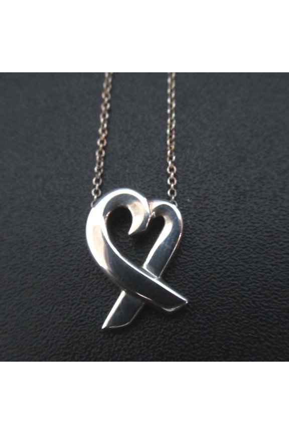 Pre-Owned Tiffany & Co. Paloma Picasso Loving Heart Necklace Pendant in 925 SV Silver for Women