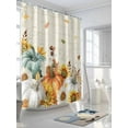 thumbnail image 3 of Boho Fall Thanksgiving Shower Curtain, Orange White Teal Blue Pumpkins Leaves Bathroom Decor Curtains Set with Hooks, Waterproof Fabric Home Accessories， Stall 48 X 72 Inch, 3 of 6