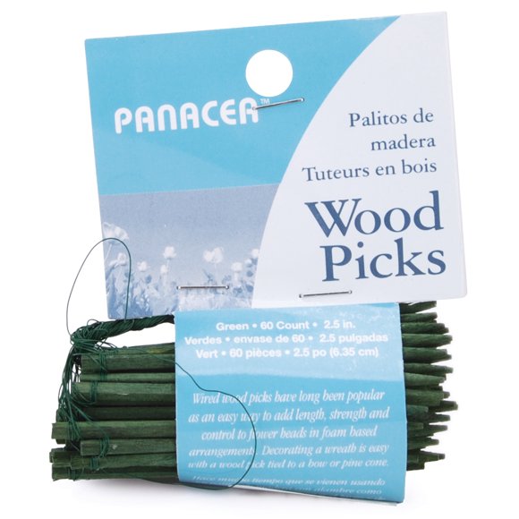 Panacea Pics en Bois 2.5 Pouces 60/pkg-Vert 60042