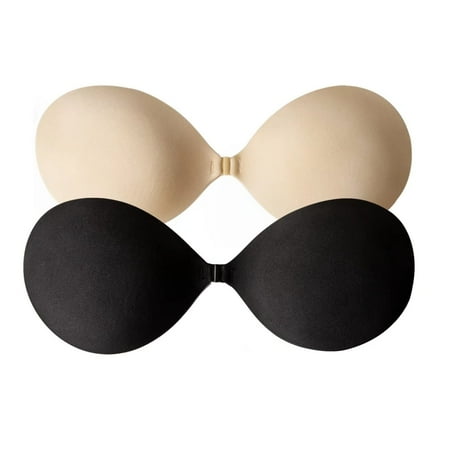 HYSYSB Sticky Bra balconette Bras for Women bandeau Bras for Women padded Bralette sticky Bras Adhesive Bra Up Strapless Bra for Women Teen Girls 2 Pairs seamless Black A