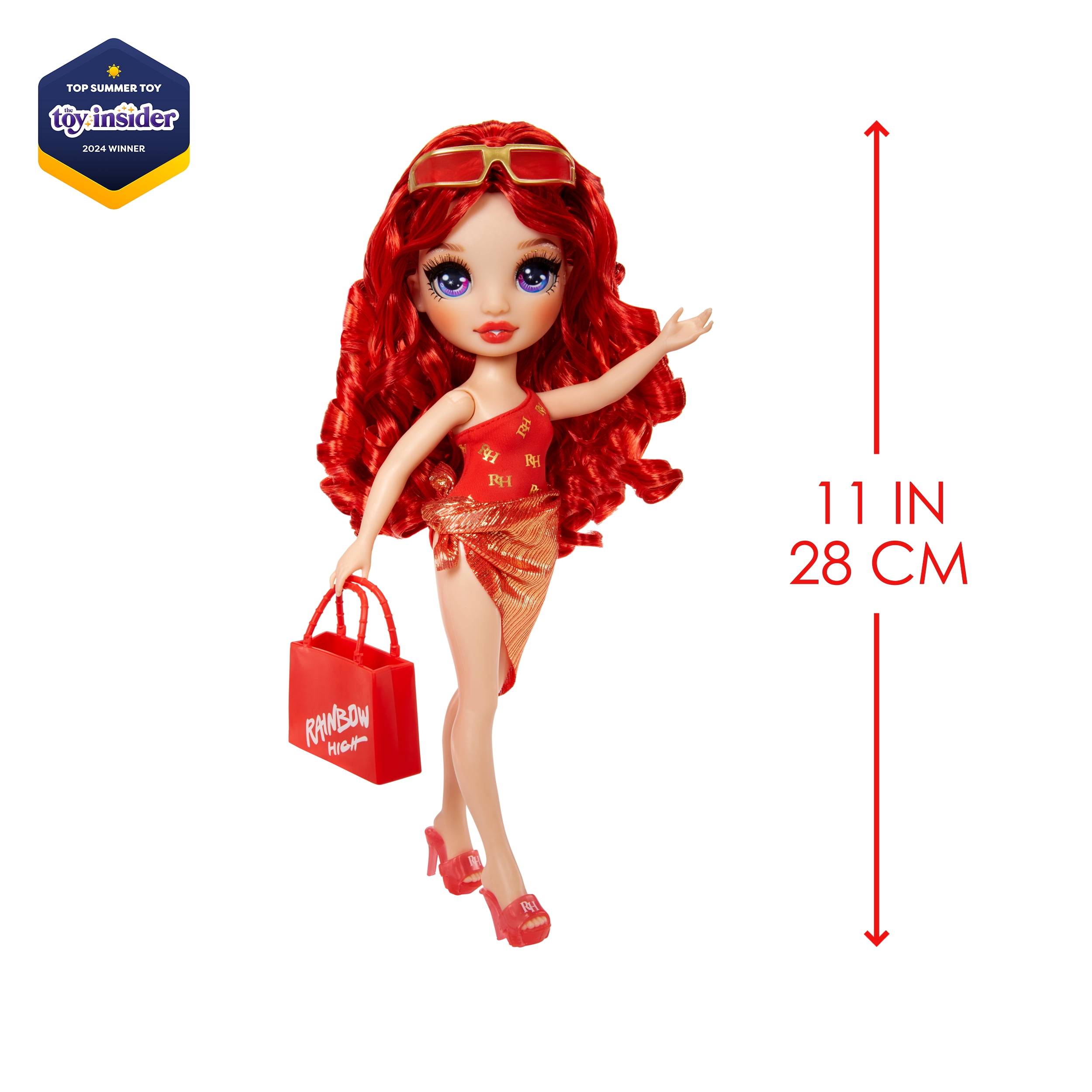 Rainbow High Swim & Style Ruby, Red 11” Doll, Ages 4-12