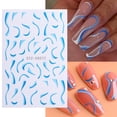 thumbnail image 3 of French Ribbon Nail Art Stickers Decals V Type Color Wave Line Design Nail Art Supplies 3D Self-Adhesive Nail Decals DIY Nail Sticker Adhesive Decoration Foil Accessory 6 Sheet (French B), 3 of 4