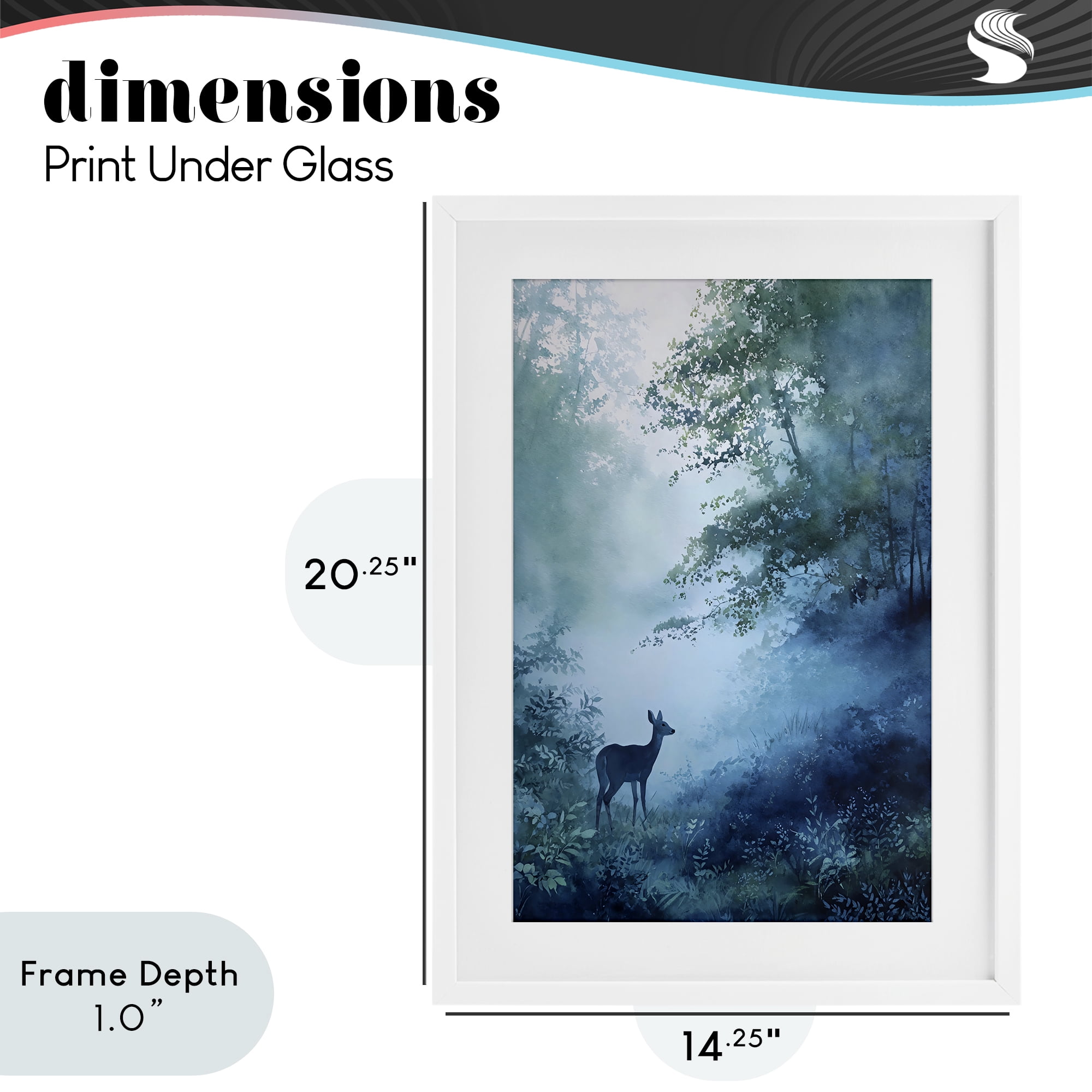 Stupell Industries Blue Dawn Deer in Mist White Framed Print Under Glass, design by Franklyn Gregory