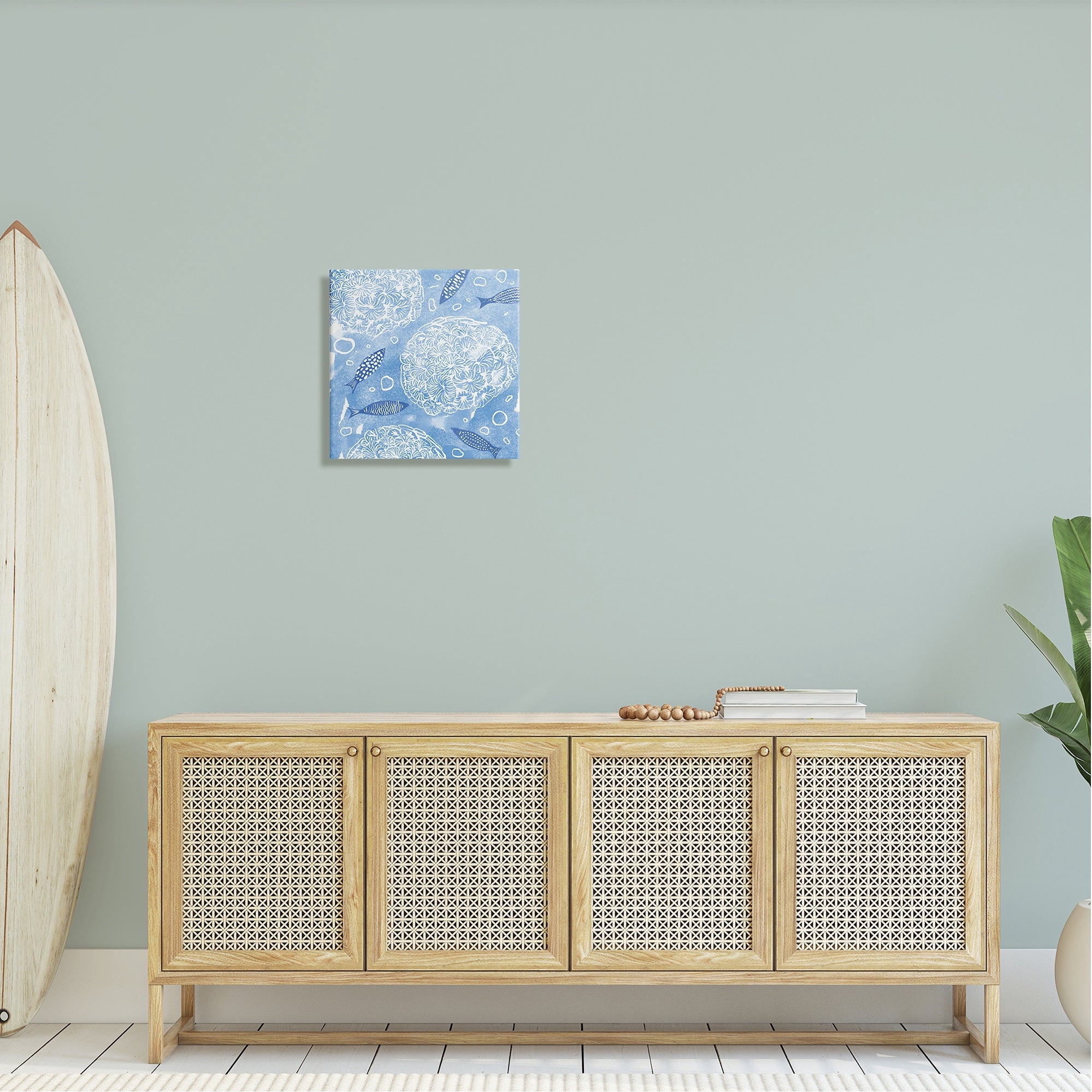 Stupell Industries Fish Swimming Among Sea Life Coral Flowers Bubbles Graphic Art Gallery Wrapped Canvas Print Wall Art, Design by Ziwei Li