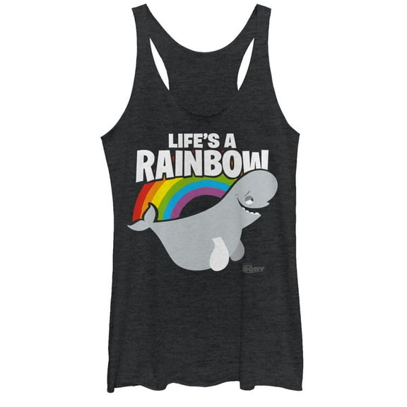 Women's Finding Dory Bailey Life is a Rainbow Racerback Tank Top Black Heather Small