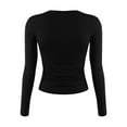 thumbnail image 3 of Crop Tops For Women Ribbed Juniors Y2k Trendy Long Sleeve Tops Thermal Fashion V Neck Layering Basic Tee Cute Teen Girls Slim Fitted Athletic Tight Shirt Black XL, 3 of 4