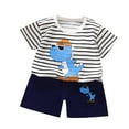 thumbnail image 5 of Odeerbi 3M-6Y Niños Trajes de Verano Estampado de Dinosaurios Camiseta de Algodón de Manga Corta Pantalones Cortos Conjunto de Dos Piezas Cintura Elástica, 5 of 5