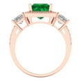 thumbnail image 4 of 3.005 ctw 3 Stone Anniversary Ring for Women | Princess Cut Simulated Emerald | Hyperallergenic Solid 14K Rose Gold, 4 of 5
