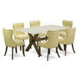 thumbnail image 6 of East West Furniture X726SI737-7 7-Pc Dining Room Table Set- 6 Upholstered Dining Chairs with Limelight Linen Fabric Seat and Button Tufted Chair Back - Rectangular Table Top & Wooden Cross Legs -..., 6 of 9