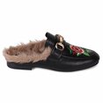 thumbnail image 3 of Wanted SHOES "Roseanne" Slip-on Fur Lined Loafer with Rose Embroidery BLACK SZ 6.5, 3 of 4