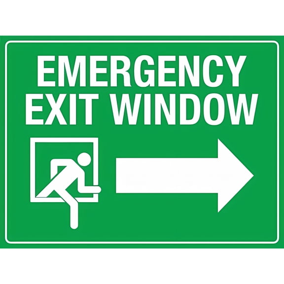 Emergency Exit Window Right Arrow Sign - 8"x12" Wall Decor for Home Kitchen Farm Garden Garage