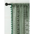 thumbnail image 5 of Sunyuer Green Boho Textured Tassel Sheer Lace Curtains, Chic Crochet Geometry Knitting Rod Pocket Window Drapes for Living Room Bedroom, 2 Panels, 63" L x 55" W, 5 of 7