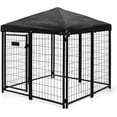 thumbnail image 6 of Abba Patio Outdoor Dog Kennel 4ft x 4ft x 4.8ft w/ Waterproof Cover and Lockable Gate, Black, 6 of 6