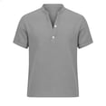 thumbnail image 5 of TAGOLD Mens Summer Short Sleeve Turndown collar Blouse & Shirt Solid Color Linen Casual Fashion Top, 5 of 5