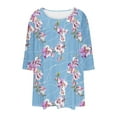 thumbnail image 6 of successthop Boho Blouses for Women Plus Size 3/4 Sleeve Tunic Top Crewneck Curved Hem Shirt Print Tee Shirts Loungewear, 6 of 6