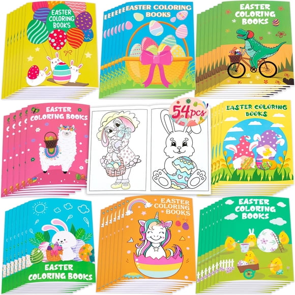 Libros para colorear 90shine Easter, 54 unidades, para niños, con 72 imágenes